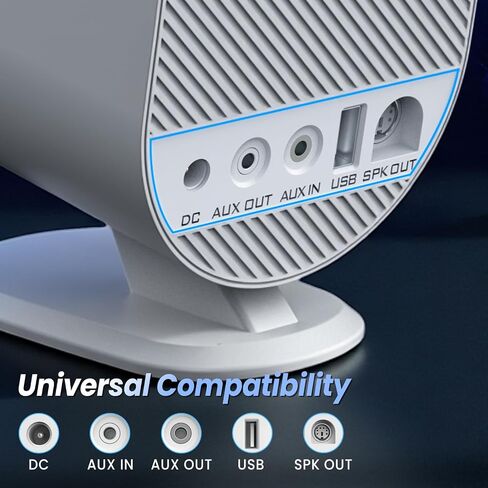 LITTOAK Bluetooth PC Gaming Speakers, 2 * 15W 2.0CH Stereo with 3 EQ & 6 RGB Modes, AC Powered Desktop Speakers with Aux/USB/Headphone Port for Laptop/TV, White in Kuwait