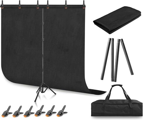 Jiang&Rong Black Screen Backdrop Stand Kit 5x7.5FT with Reverse FoldingBase in Kuwait