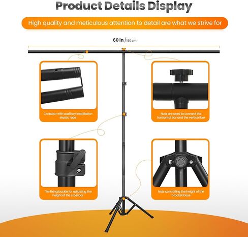 Jiang&Rong Black Screen Backdrop Stand Kit 5x7.5FT with Reverse FoldingBase in Kuwait