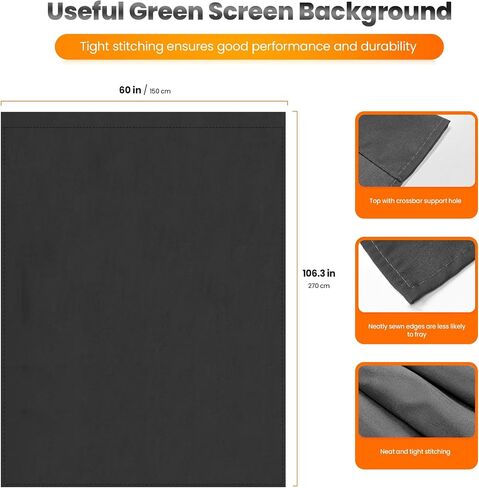 Jiang&Rong Black Screen Backdrop Stand Kit 5x7.5FT with Reverse FoldingBase in Kuwait