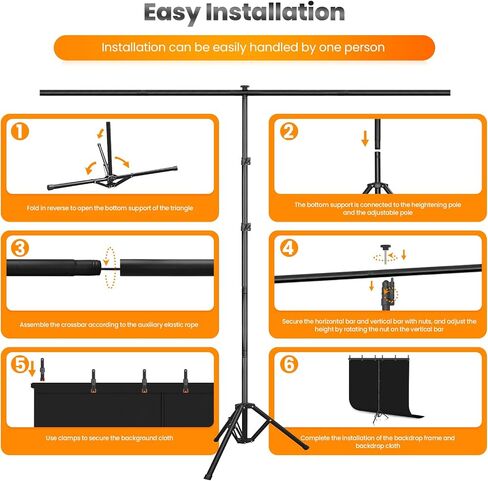 Jiang&Rong Black Screen Backdrop Stand Kit 5x7.5FT with Reverse FoldingBase in Kuwait