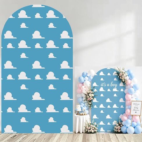 Arch Backdrop Cover Blue Sky White Clouds Toy Theme Party Background Little in Kuwait
