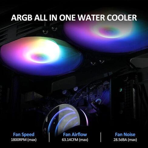 240mm AIO CPU Liquid Cooler with Addressable RGB PWM Fan for Intel & AMD in Kuwait