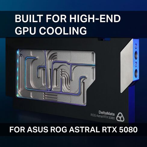 Thermal Grizzly DeltaMate GPU Block Astral 5080 - GPU Waterblock for ASUS Astral RTX 5080, Nickel Plated Copper Dual Cold Plate, 0.2 mm Microfins, BOROFLOAT Glass, G1/4, 5V-ARGB in Kuwait