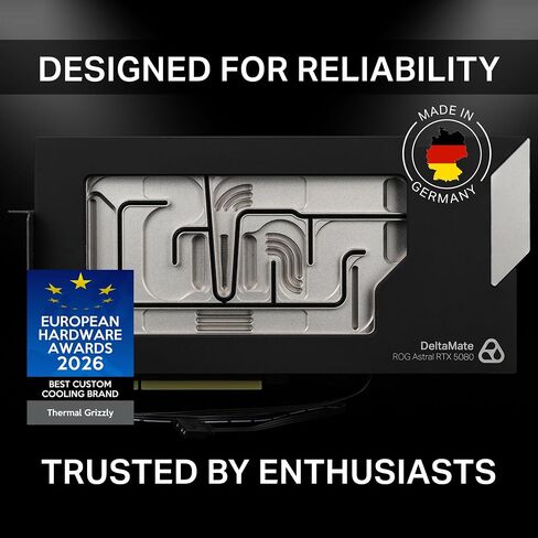 Thermal Grizzly DeltaMate GPU Block Astral 5080 - GPU Waterblock for ASUS Astral RTX 5080, Nickel Plated Copper Dual Cold Plate, 0.2 mm Microfins, BOROFLOAT Glass, G1/4, 5V-ARGB in Kuwait