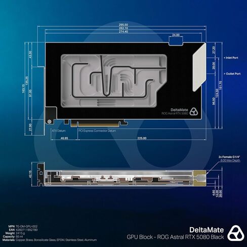 Thermal Grizzly DeltaMate GPU Block Astral 5080 - GPU Waterblock for ASUS Astral RTX 5080, Nickel Plated Copper Dual Cold Plate, 0.2 mm Microfins, BOROFLOAT Glass, G1/4, 5V-ARGB in Kuwait