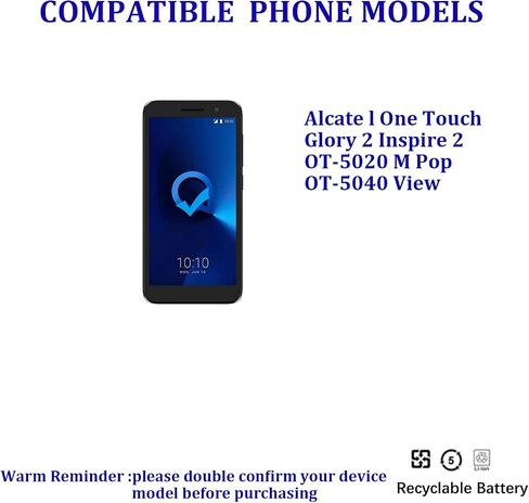 Pattaya TLI014A1 Battery Replacement for Alcate l One Touch Glory 2 Inspire 2 OT-5020 M Pop OT-5040 View in Kuwait