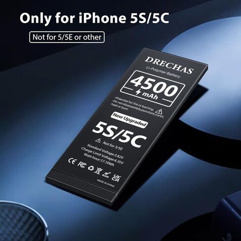 [4500mAh] Battery for iPhone 5S/5C,New Upgraded High Capacity 0 Cycle Li-Polymer Replacement Battery for iPhone 5S/5C with Complete Professional Repair Tool Kit in Kuwait