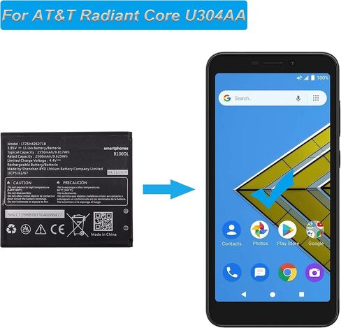 Replacement Battery LT25H426271B Compatible with AT&T Radiant Core U304AA BLU View 1 B100DL with Tools in Kuwait
