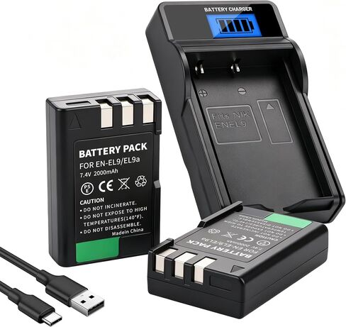 2-Pack EN-EL9 EN EL9a Battery with Single charger for Nikon D40, D40x, D60 in Kuwait