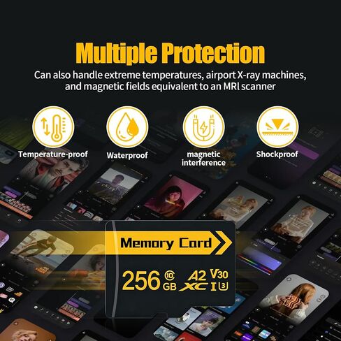 Micro Memory Card 256 GB with Adapter, C10/U3/UHS-I/A1 TransFlash Card, TF Card for Camera, Smartphone, Tablet, Drone(Black3) in Kuwait