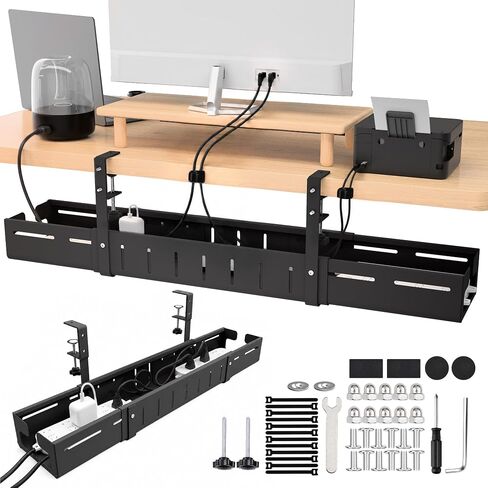 Under Desk Cable Management Tray-No Drill Clamp Moun，Expandable 25.2"–38.6" in Kuwait