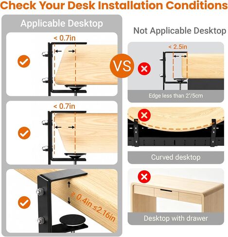 Under Desk Cable Management Tray-No Drill Clamp Moun，Expandable 25.2"–38.6" in Kuwait