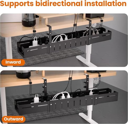 Under Desk Cable Management Tray-No Drill Clamp Moun，Expandable 25.2"–38.6" in Kuwait