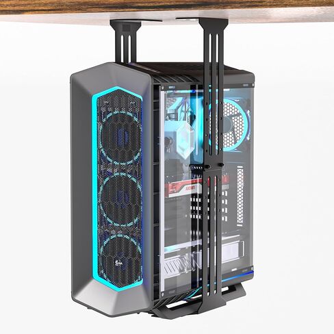Under Desk PC Holder, 7.1-12.2" Width Adjustable Computer Tower Stand, up to 77 lbs Load Capacity, with Protective Mats, for Tower Case in Office,Gaming, Laboratory and Home, Black in Kuwait
