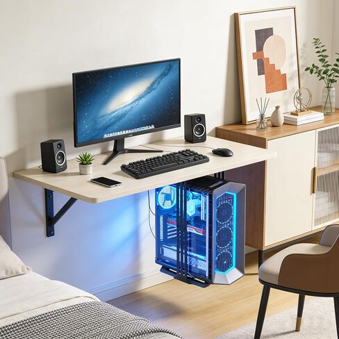 Under Desk PC Holder, 7.1-12.2" Width Adjustable Computer Tower Stand, up to 77 lbs Load Capacity, with Protective Mats, for Tower Case in Office,Gaming, Laboratory and Home, Black in Kuwait
