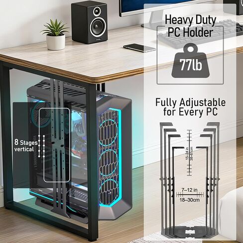 Under Desk PC Holder, 7.1-12.2" Width Adjustable Computer Tower Stand, up to 77 lbs Load Capacity, with Protective Mats, for Tower Case in Office,Gaming, Laboratory and Home, Black in Kuwait