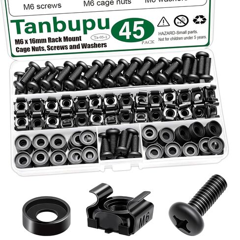 45PACK M6 x 16mm Rack Mount Cage Nuts, Screws, Washers, Black Server Rack Screws and Square Insert Nuts for Rack Mount Server Cabinet, Shelves, Enclosures, Routers in Kuwait