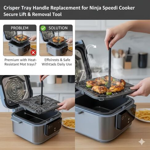 Crisper Tray Handle Replacement Compatible with Ninja Speedi Cooker, Secure Lift & Removal Tool, Quick-Snap, No-Slip Grip, Heat-Resistant Safety Handle in Kuwait