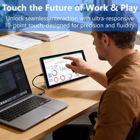 Small Monitor Touchscreen 7 Inch HD 1280x800 Type C HDMI Ports Mini Portable Monitor IPS LED Display for PC Laptop Ras Pi, Built-in Speakers in Kuwait