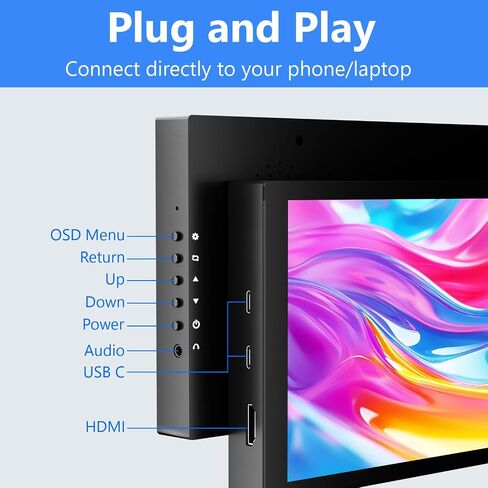 Small Monitor Touchscreen 7 Inch HD 1280x800 Type C HDMI Ports Mini Portable Monitor IPS LED Display for PC Laptop Ras Pi, Built-in Speakers in Kuwait