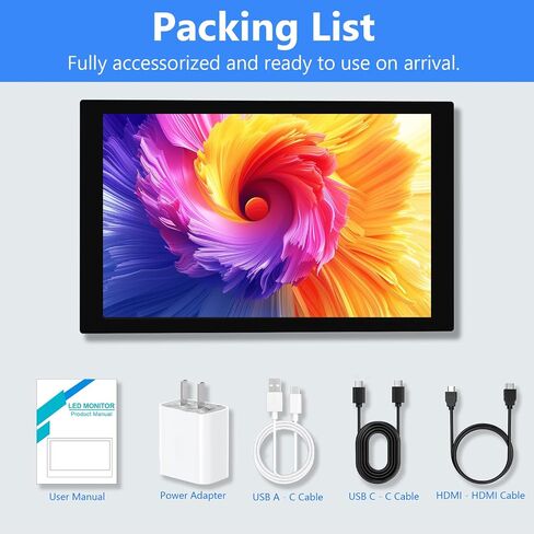 Small Monitor Touchscreen 7 Inch HD 1280x800 Type C HDMI Ports Mini Portable Monitor IPS LED Display for PC Laptop Ras Pi, Built-in Speakers in Kuwait