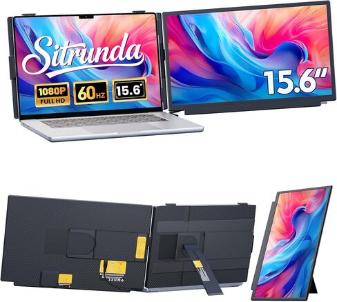 15.6" Laptop Screen Extender, 1080P FHD Detachable Portable Monitor for Laptop with Independent Stand, Vertical Travel Monitor Extender for Mac/Windows/Android/Game Console in Kuwait