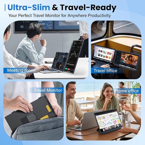 15.6" Laptop Screen Extender, 1080P FHD Detachable Portable Monitor for Laptop with Independent Stand, Vertical Travel Monitor Extender for Mac/Windows/Android/Game Console in Kuwait