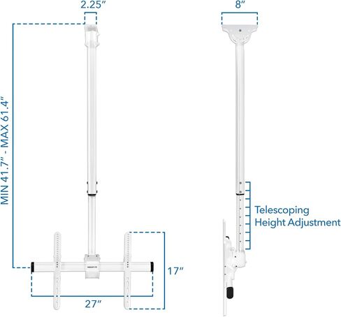 Mount-It! TV Ceiling Mount, 5-Ft Pole, 32-75", 110 lbs in Kuwait