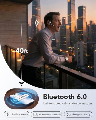 Bluetooth 6.0 Open-Ear Headset with Noise-Canceling Microphone in Kuwait