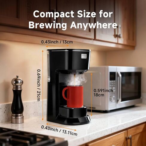 Coffee Maker, 2 in 1 Single Serve Brewer Compatible with K Pods & Ground for Men and Women, 6-24oz and 2-4 Mins Rapid Brew, Compact Coffee Machine for Kitchen Office RV Camping-Black in Kuwait