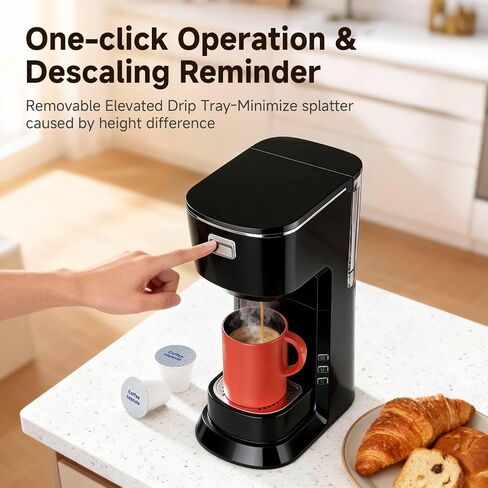 Coffee Maker, 2 in 1 Single Serve Brewer Compatible with K Pods & Ground for Men and Women, 6-24oz and 2-4 Mins Rapid Brew, Compact Coffee Machine for Kitchen Office RV Camping-Black in Kuwait