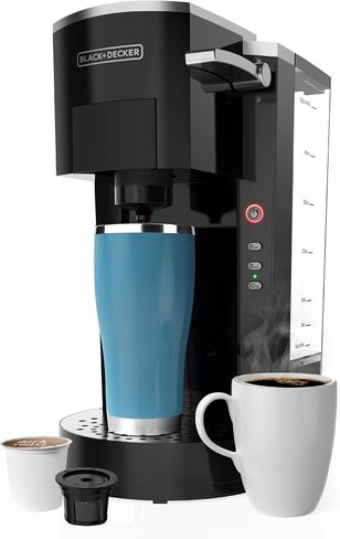 BLACK+DECKER Family Single Serve K-Cup Brewer: Large 50oz Water Reservoir, Versatile Ground Coffee & K-Cup Compatibility, Adjustable Tray for Travel Mugs in Kuwait
