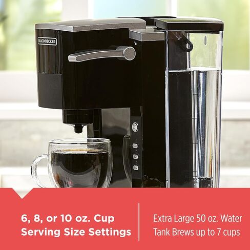BLACK+DECKER Family Single Serve K-Cup Brewer: Large 50oz Water Reservoir, Versatile Ground Coffee & K-Cup Compatibility, Adjustable Tray for Travel Mugs in Kuwait