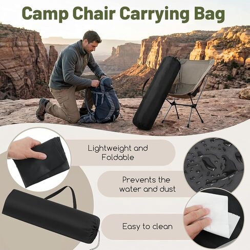 Nogeqi Camping Chair Bag Replacement, Black Portable Folding Chair Bag with Shoulder Strap for Travel Camping Sports Outdoors, 80x20cm/31.5x7.87in (Chair is Not Included) in Kuwait