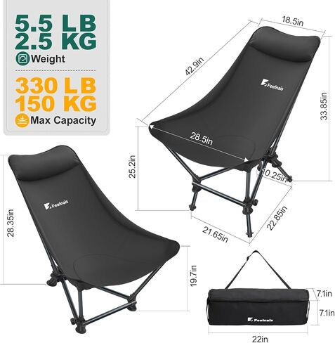 Rocking Camping Chairs, High Back Folding Camp Chair, Black-Rocker in Kuwait