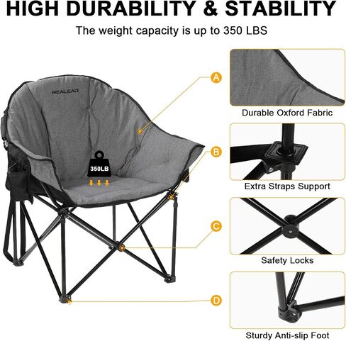 REALEAD Oversized Heated Chairs Outdoor Sports with Fully Thick Padded in Kuwait