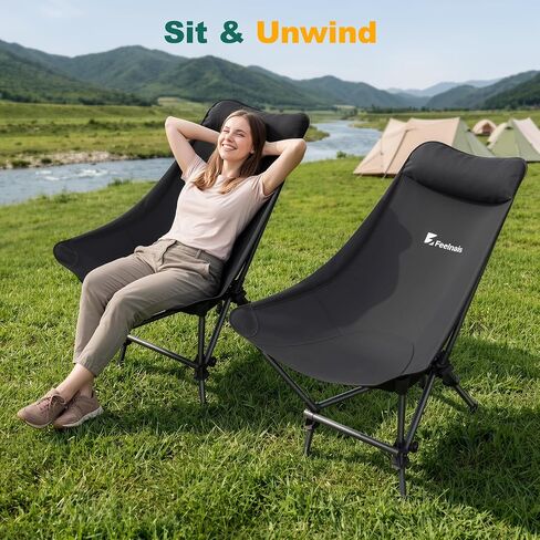 Rocking Camping Chairs, High Back Folding Camp Chair, Black-Rocker in Kuwait