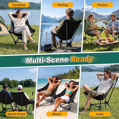 Rocking Camping Chairs, High Back Folding Camp Chair, Black-Rocker in Kuwait