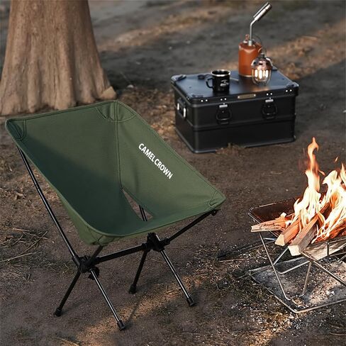 CAMEL CROWN Portable Camping Chair Folding Compact Lawn Lightweight Backpacking Chair with Carry Bag for Outdoor Hiking Beach Travel Picnic Festival Army Green 2pc in Kuwait