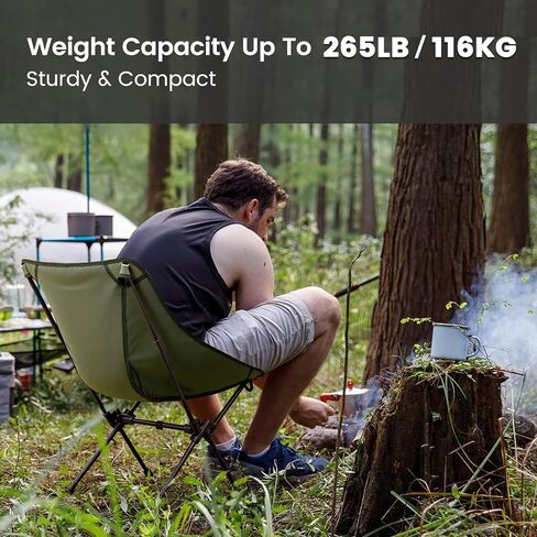 CAMEL CROWN Portable Camping Chair Folding Compact Lawn Lightweight Backpacking Chair with Carry Bag for Outdoor Hiking Beach Travel Picnic Festival Army Green 2pc in Kuwait