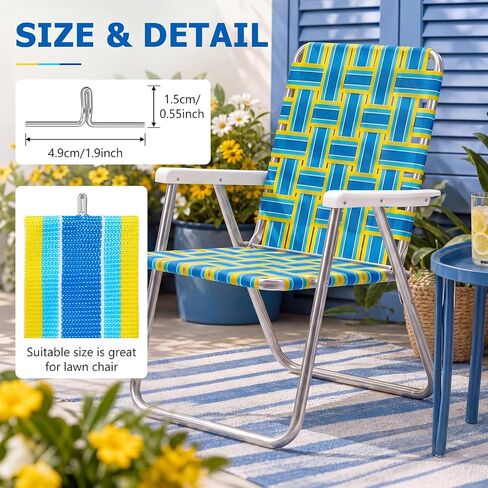 Lawn Outdoor Patio Chair Webbing,2.3" X 65.6 ft,Yellow and Blue in Kuwait