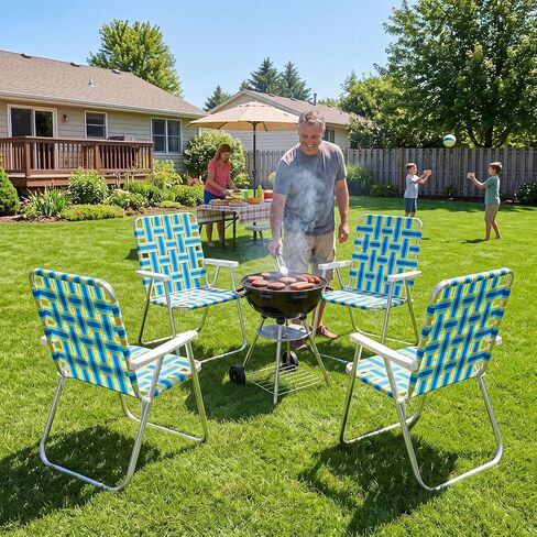 Lawn Outdoor Patio Chair Webbing,2.3" X 65.6 ft,Yellow and Blue in Kuwait