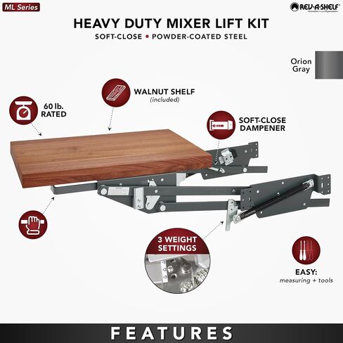 REV-A-SHELF Mixer/Appliance Lifting System w/Shelf Included for Base Cabinets in Kuwait