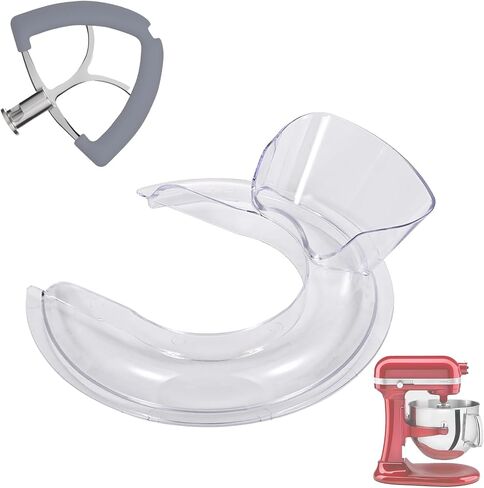 Pouring Shield Cover Compatible with KitchenAid 6-7QT Mixer Bowl and Stainless Steel Flex Edge Beater Compatible with Kitchen Aid Accessories and Attachments, Flat Beater Paddle Attachment in Kuwait