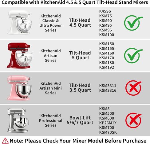 Glass Mixer Bowl Compatible with KitchenAid 4.5-5qt Tilt-Head Mixer in Kuwait