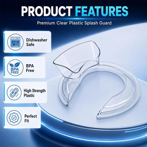 Stainless Steel Pouring Chute with Splash Guard Bowl Lid Combo, Replacement Accessories Fit KitchenAid 4.5-5 Quart Tilt Head Stand Mixer,Anti-Spill Bowl Cover & No-Mess Pour Guide Mixer Attachments in Kuwait