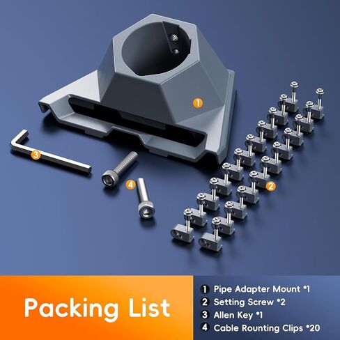 Starlink Gen 3 Pipe Adapter Mount, Heavy-Duty PC+ASA Pole Mount Kit for 1.25-2.5'' Pipe, V0 Fire-Retardant Weatherproof Starlink Mount for Roof, RV & Outdoor, 360° Rotation Dish Not Included in Kuwait