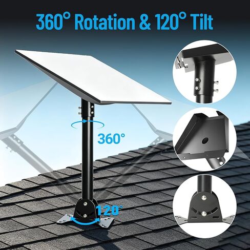 Roof Mount for Starlink Standard 4/4X/Gen 3/Gen 4, 18-Inch Heavy-Duty Carbon Steel Pole, Adjustable Mounting Kit with Pipe Adapter, Compatible with Starlink Dish for RV Wall & Metal Roof in Kuwait