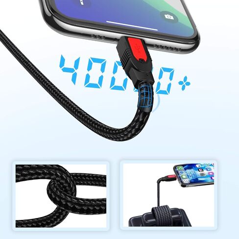 iPhone Charger Cable 6FT, 3Pack 6FT/2M Lightning Cable Durable Nylon Braided Fast iPhone Charging Cable Cord Compatible with iPhone 11 Pro Max XS XR X 8 7 6 Plus 5, iPad, iOS in Kuwait